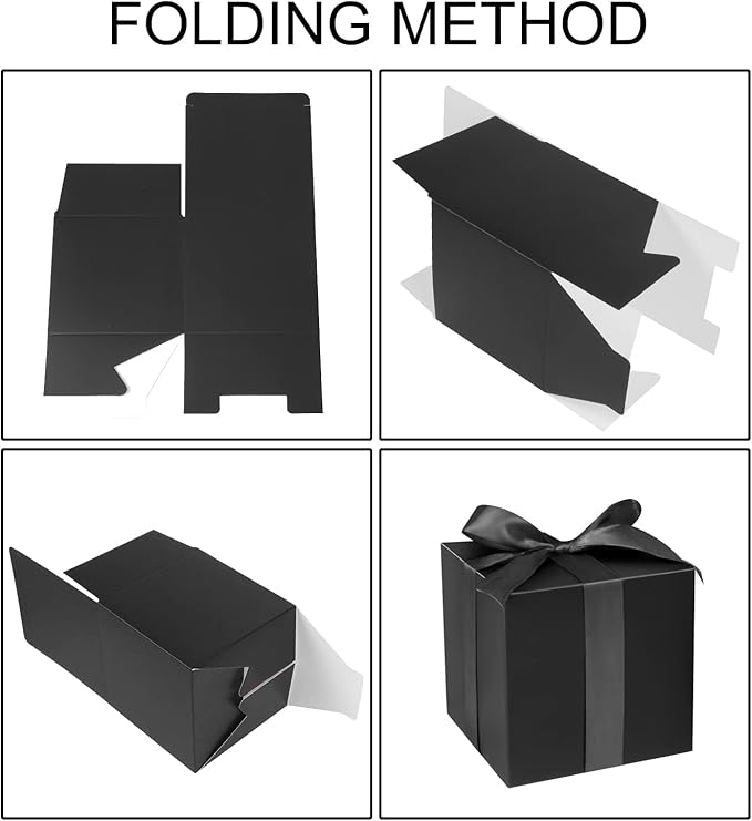 COTOPHER Small Gift Boxes 25 Pack 5x5x5 inches Black Gift Boxes with Lids for Gifts, Crafting, Wedding Party Favor, Cupcake Boxes, Candy, Bridesmaids Proposal Box with Ribbons and Stickers