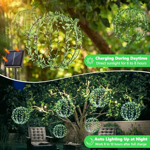 joomer solar ball lights outdoor, 2-pack 13in &, side view