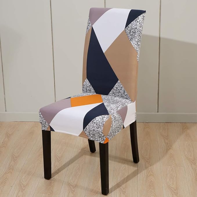 Stretchy Parson Chair Slipcovers for Dining Room Chair seat Covers Chair Protectors for Party Pet Protection Universal Fit Soft Polyester (Set of 4, Geometric)