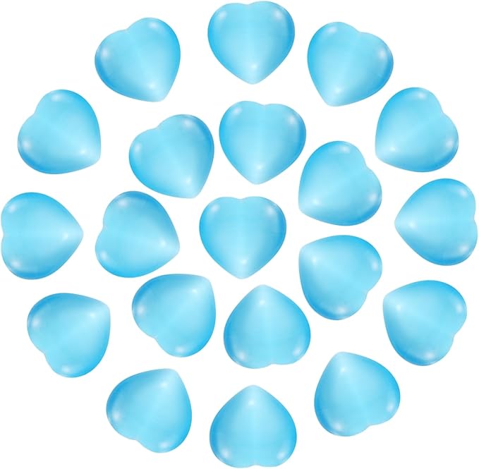 PATIKIL 20 Pcs Natural Heart Shaped Crystal Stone, 0.6 Inch Mini Polished Love Gemstone Crystal, Pocket Rock Engraved Worry Stones for Women Gifts Meditation, Bright Blue