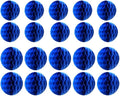 20pcs Honeycomb Flower Balls Party Honeycomb Balls Decoration Paper Flower Balls Tissue Paper Flower Ball Pom Poms Ball for Birthday Wedding Home Decor (3inch+6inch, Royal Blue)