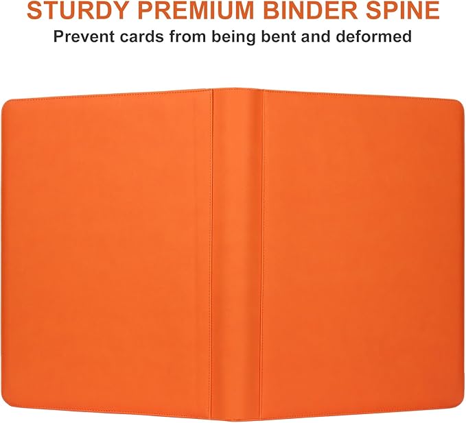 1000+ Pockets Trading Card binder, GEAoffice PU Cover Card Collection Binder, Premium 16 Pockets Card Holder Folders, Side Loading Card Album for YuGiOh, MTG, TCG, Game Cards & Sports Cards, Orange