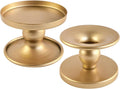 Reversible Gold Candle Holders Set of 2 for Pillar & Taper Candles | Metal Candle Trays For Pillar Candles Up To 3.2 In And Tapers Up To 0.9 In, For Tables, Weddings, Parties