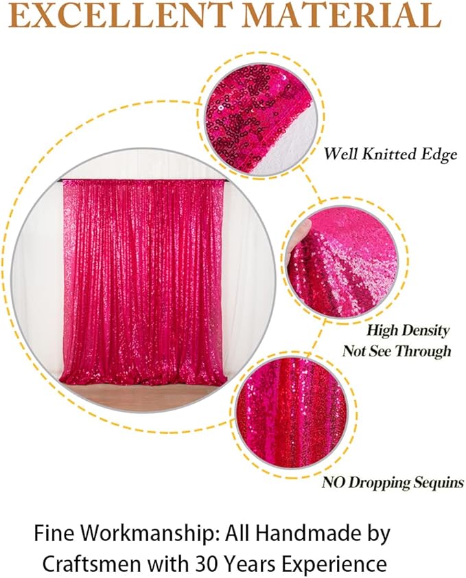 ShiDianYi 4FTX6FT-Fuchsia-SEQUIN Photo Backdrop, Wedding Photo Booth,Photography Background (Fuchsia)