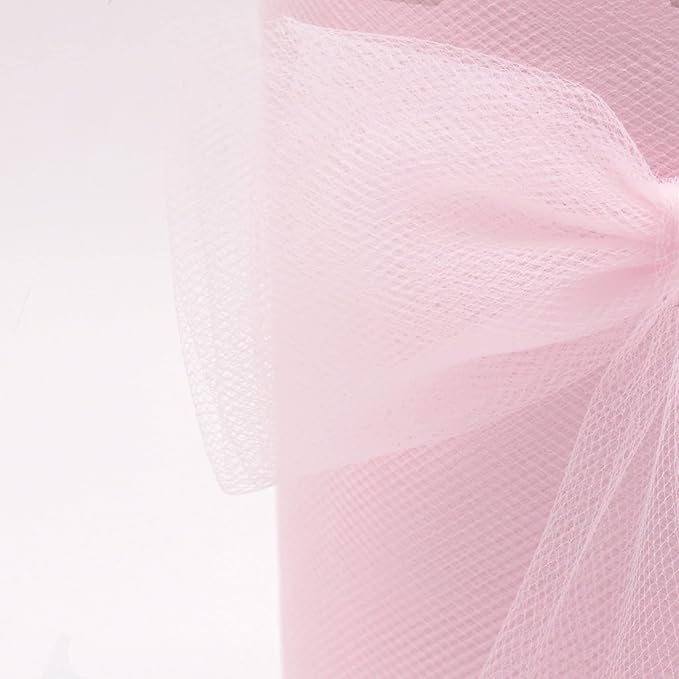 Light Pink Tulle Fabric Rolls 6 Inch by 200 Yards (600 feet) Fabric Spool Tulle Ribbon for DIY Light Pink Tutu Bow Baby Shower Birthday Party Wedding Decorations Craft Supplies