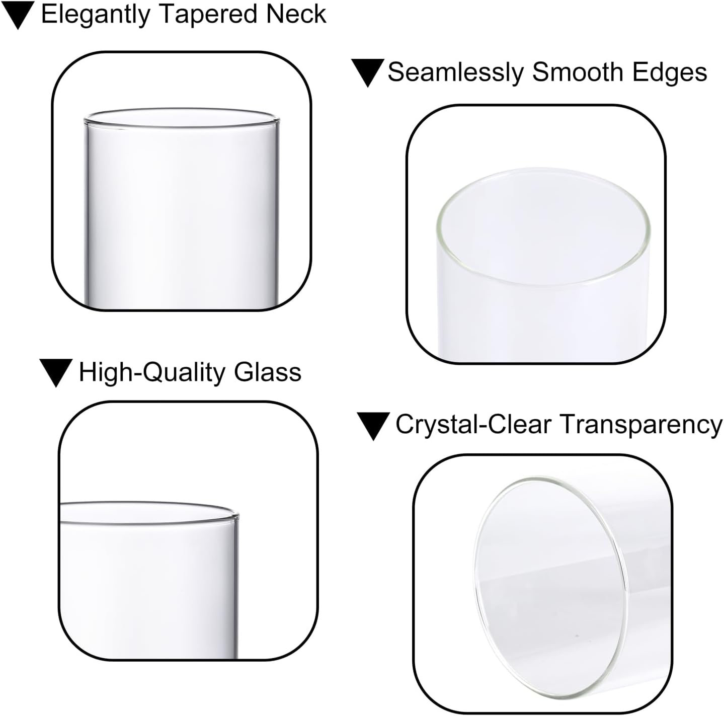 PHOSPHOR Hurricane Candle HoldersFor Pillar Candle Clear Glass Cylinder Centerpieces Vases Table Decoration Centerpiece Floral Room Decor Clear Seeded Bubbles Living Dining Kitchen 3 Pieces