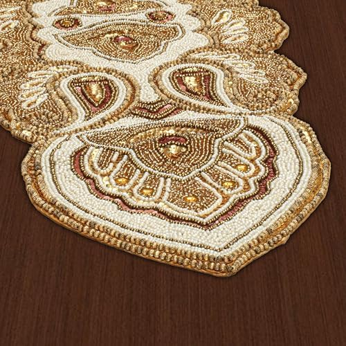 lightnpro beaded christmas table runner, fancy handmade decorative, view 9