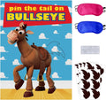 Toy Inspired Stories Party Supplies, Pin The Tail on The Bullseye Party Game, Large Poster 24PCS Reusable Tail Stickers for Kids Boys Birthday Party, Toys 4th Party Favors
