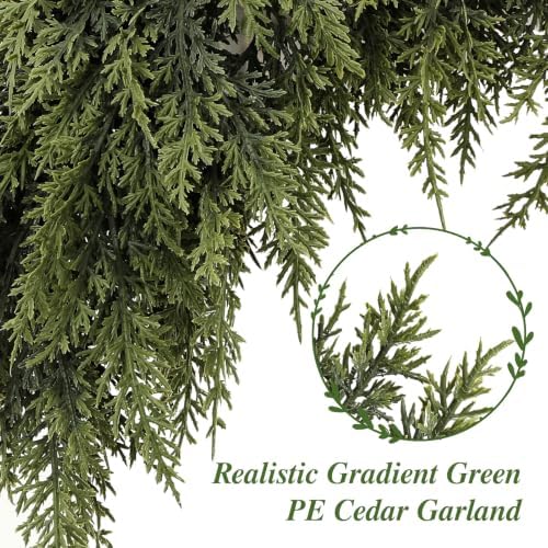 alupssuc 9ft christmas garland, encrypting real touch &full, side view