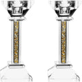 Crystal Candle Holders Set of 2-8.6" Tall Crystal Candlestick Holders - Ultra Elegant and Modern Centerpiece Home Decor