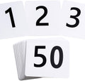 Toncoo 50Pcs Table Numbers 1-50, 3.7x4 Inch Plastic Table Numbers, Double Sided Table Number Cards - for Wedding Reception Restaurant Table Numbers Place Cards, White