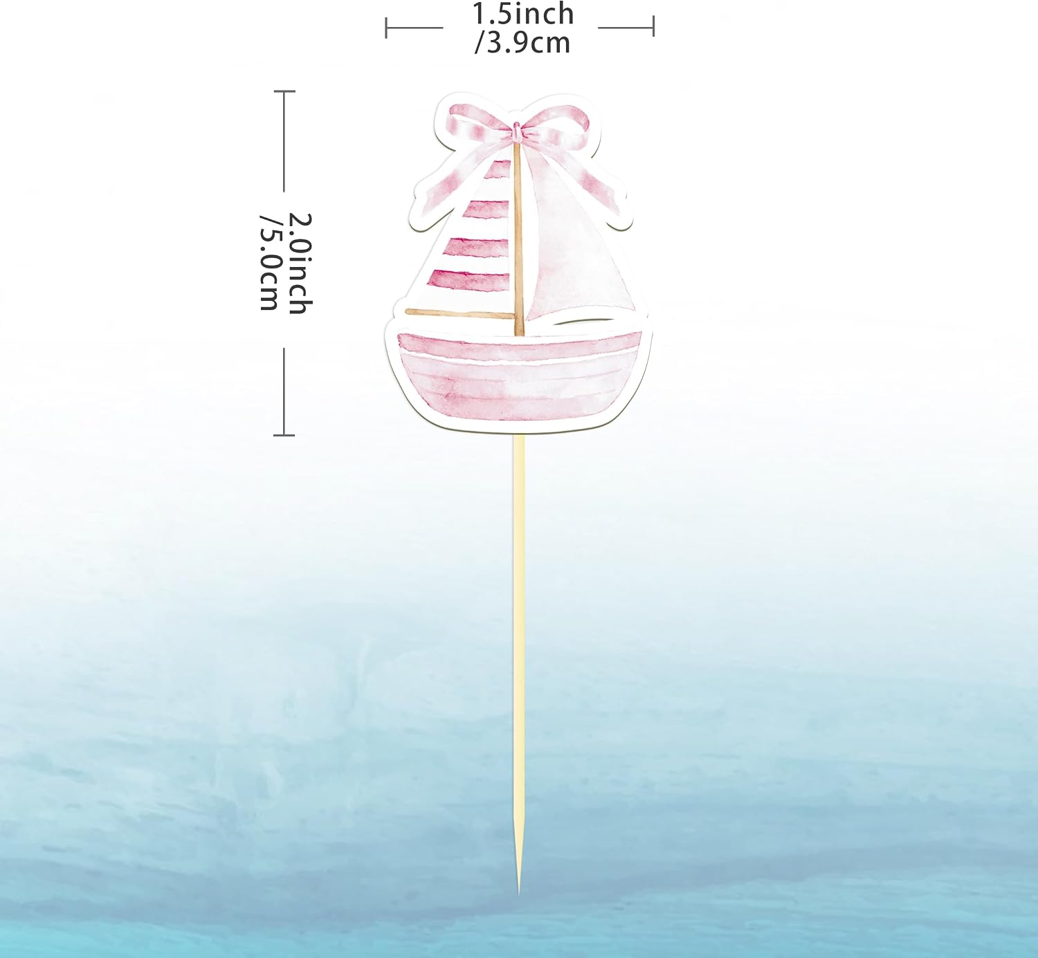 24 Pcs Sailboat Cupcake Toppers, Nautical Cupcake Toppers (pink) | Food Fruit Picks for Decoration Party Favors