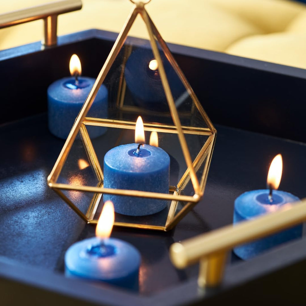 Simply Soson Votive Candles Bulk, 24 Blue Votive Candles, 10 Hours Burn time, Small Candle, Bulk Candles, Unscented Candle, Votives for Wedding, Birthday, Holiday & Home Decoration