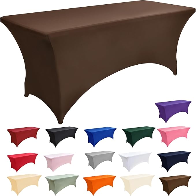 2-Pack 4ft Spandex Table Covers for Rectangular Folding Tables - Wrinkle Resistant Stretch Tight Table Cloths - Ultimate Fitted Table Protector for Parties, Banquet, and Wedding