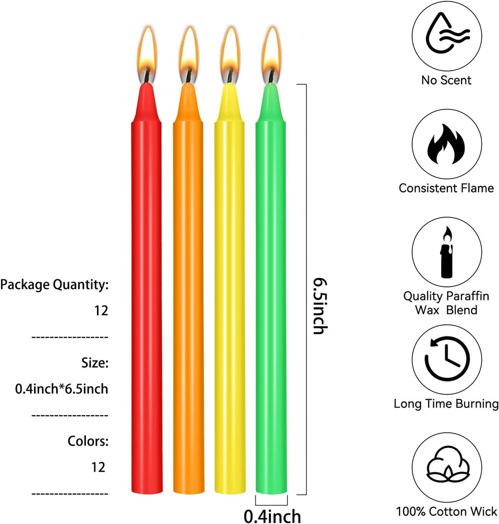 24 pcs Colored Candle Chime,Spell Candles Unscented Colored Candles Mini Taper,16cm-6.5Inch Tall 0.4 Inch Diameter, Candle Holder Rituals, Prayer, Meditation (24, 16cm)