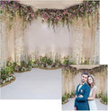 Renaiss 5x5ft Wedding Backdrop Romance Archway Flowers Blossom Sequins Curtain Cradle Ceremony Bridal Shower Photography Background for Anniversary Marriage Party Decor Photo Studio Props