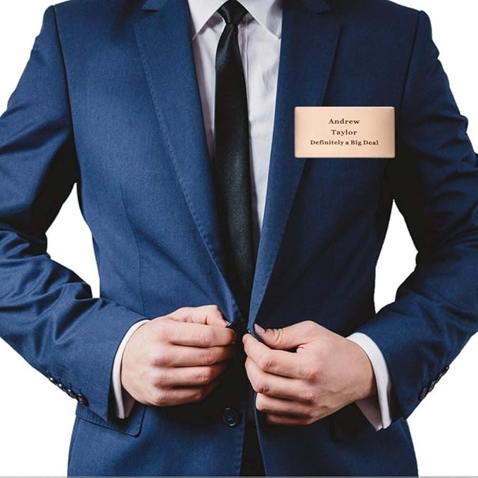 Custom Metal Engraved Name Tag Badge for Business Personalized Identification ID Tag with Pin or Magnetic Backing (1" x 3")