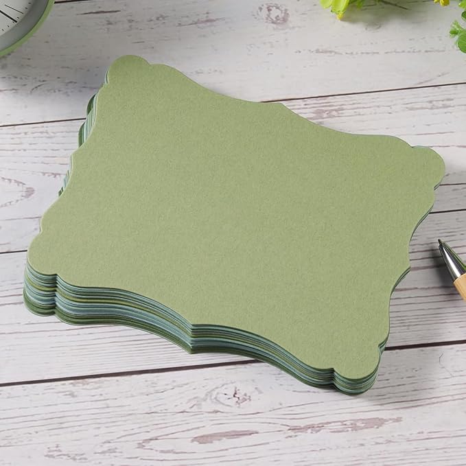 50 Pack Blank Kraft Cards Cardstock Thick Paper Brown Greeting Cards for DIY Gift Card Menus, Baby Shower and Wedding Invitations (Green, 5 Colors, 4x6IN)