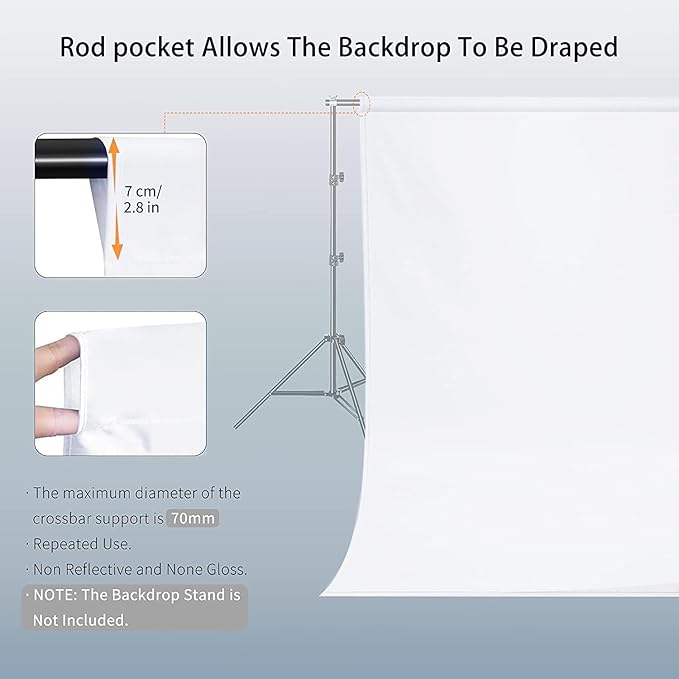 10 x10 FT White Backdrop Background, 100% Polyester Large Pure White Photo Backdrop, Foldable Washable Screen for Photography Party Portrait Photoshoots Booth Video Studio