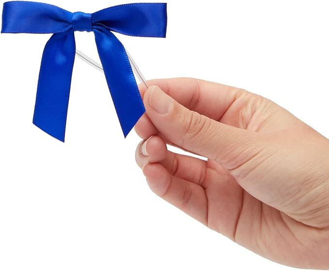 Bright Creations Gift Bows with Twist Ties 100Ct - 3-Inch Satin Bows & 5.7-Inch Polyester Ties, Dark Blue - Gift Wrap Ribbon for Party Favor & Treat Bags