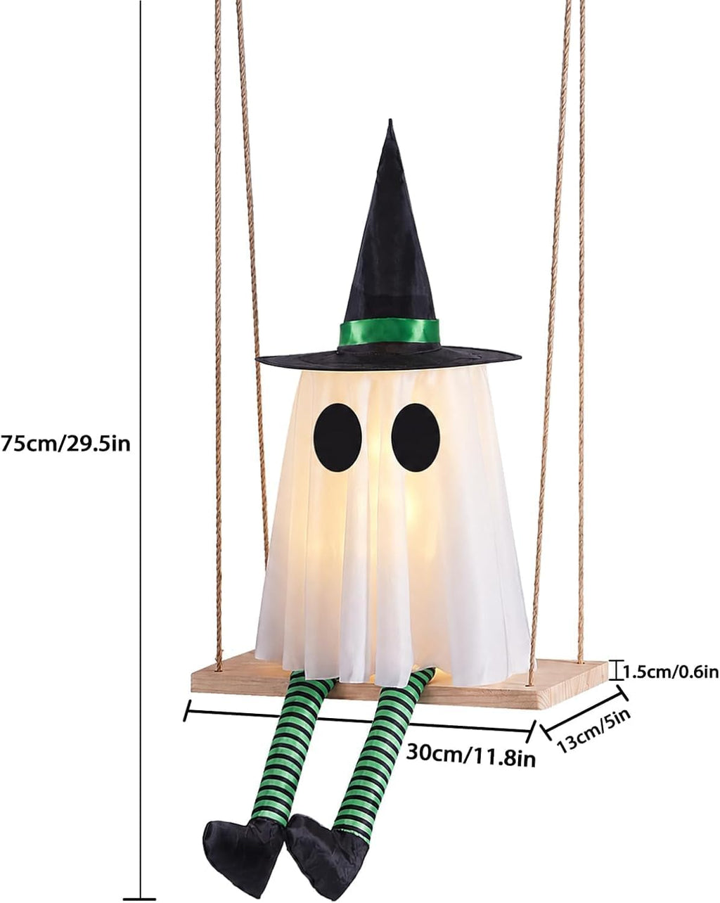 halloween swinging ghost outdoor decor, spooky hanging ghosts shown in use