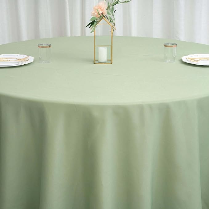 Efavormart Round Tablecloth, 120 Inch Stain & Wrinkle Resistant Washable Table Cloth, Decorative Polyester Fabric Table Cover for Banquet, Wedding, Dining - Sage Green