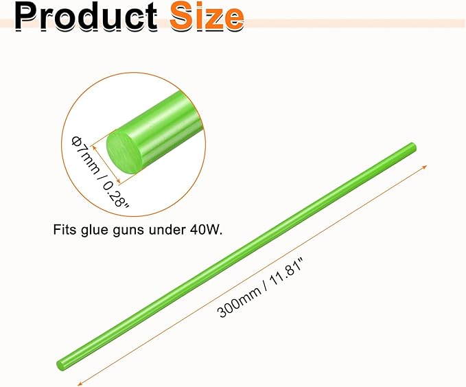 HARFINGTON 10pcs Hot Glue Sticks 0.28" Dia x 11.81" Long EVA Mini Hot Melt Adhesive Glue Stick for Hot Melt Gun Wood Plastic Glass Flowers Fabrics Foam, Light Green