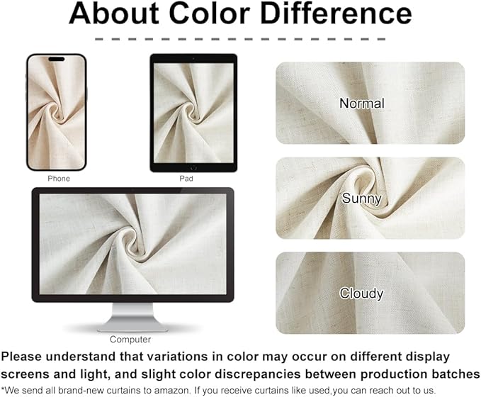 Vision Home Natural Pinch Pleated Semi Sheer Curtains Textured Linen Blended Light Filtering Window Curtains 108 inch for Living Room Bedroom Patio Pinch Pleat Drapes with Hooks 1 Panel 60" Wx108 L