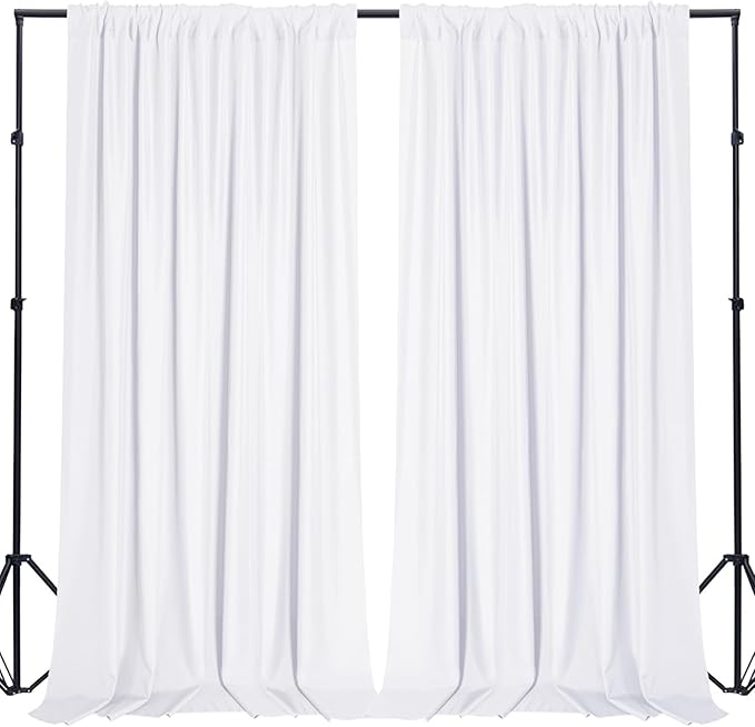 Sugargirl 10x10FT White Backdrop Curtains Polyester Photo Backdrop Drapes Curtains 2 Panels with Rod Pockets for Party Birthday Wedding Photography Home Decoration
