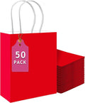 qiqee 50-Packs Red Paper Gift Bags with Handles Bulk 13"x10.3"x4.6" Large Size Party Favor Bags Multiple Uses