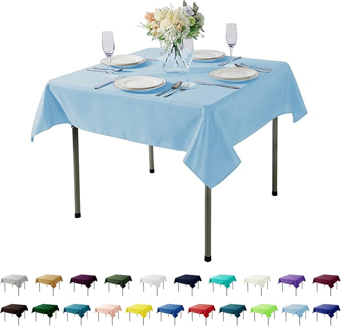 Cupuamon Square Tablecloth 70x70 inch Washable Polyester Fabric Table Cloth for Wedding Party Dining Banquet Decoration（70x70,Blue Mist）