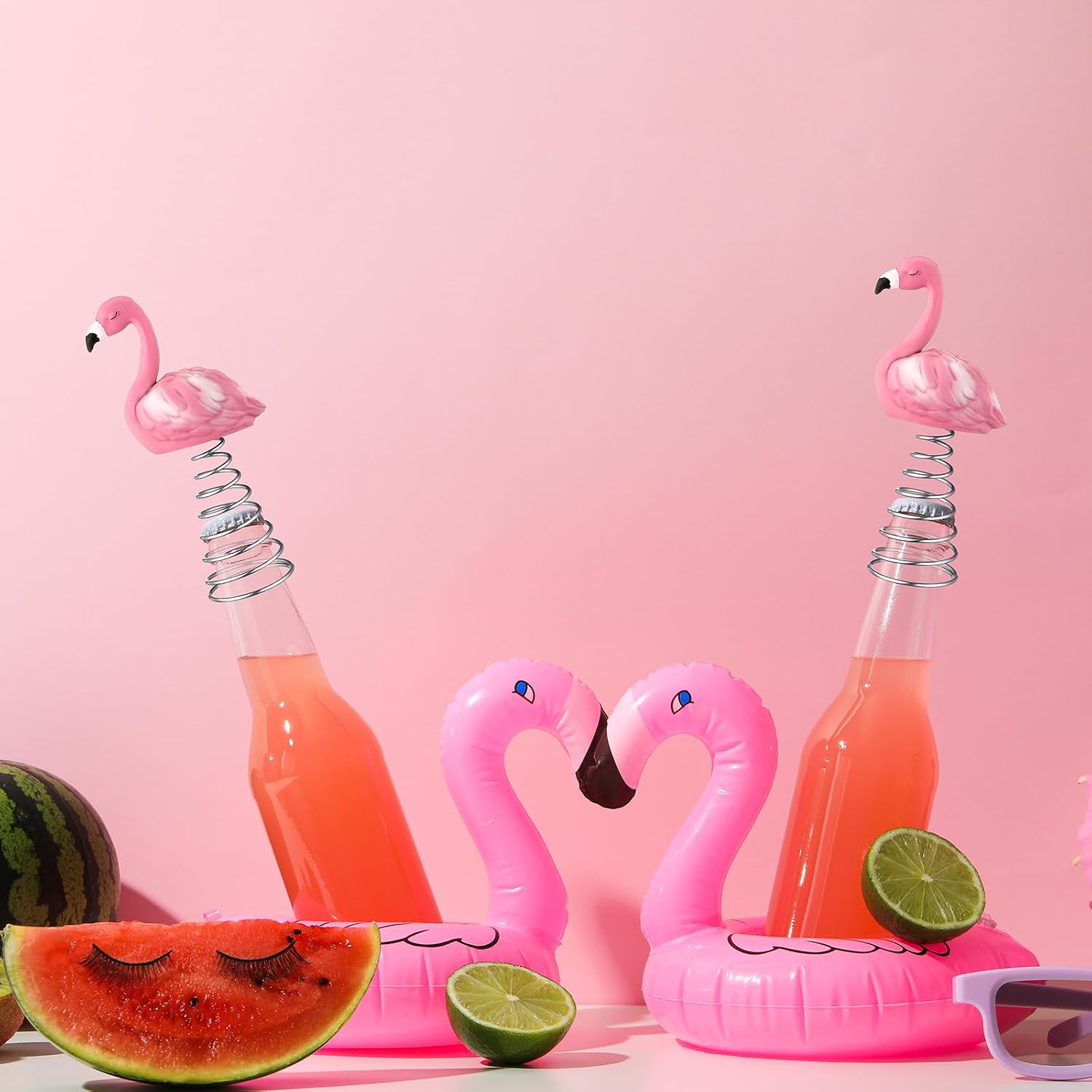 Queekay 4 Inch Pink Flamingo Ornament, Summer Mini Tree Topper Tropical Decoration for Christmas, Summer Party, Luau, Wedding, Holiday Table Centerpiece Tiered Tray Tabletop Decor