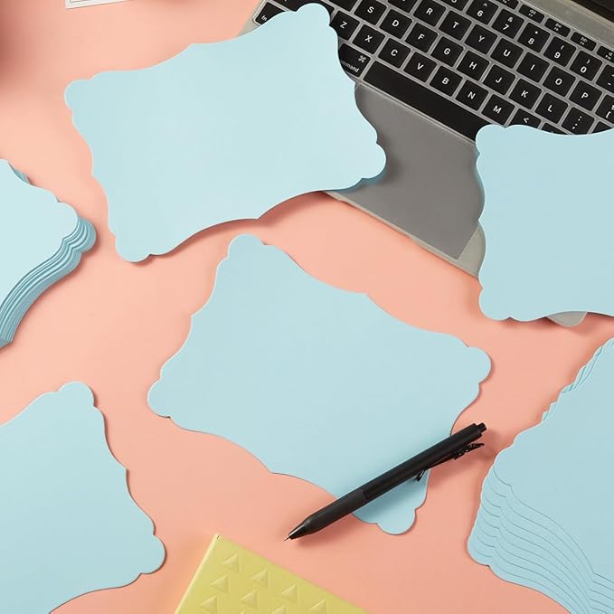 50 Pack Blank Kraft Cards Cardstock Thick Paper Brown Greeting Cards for DIY Gift Card Menus, Baby Shower and Wedding Invitations (Light Blue, 4x6IN)