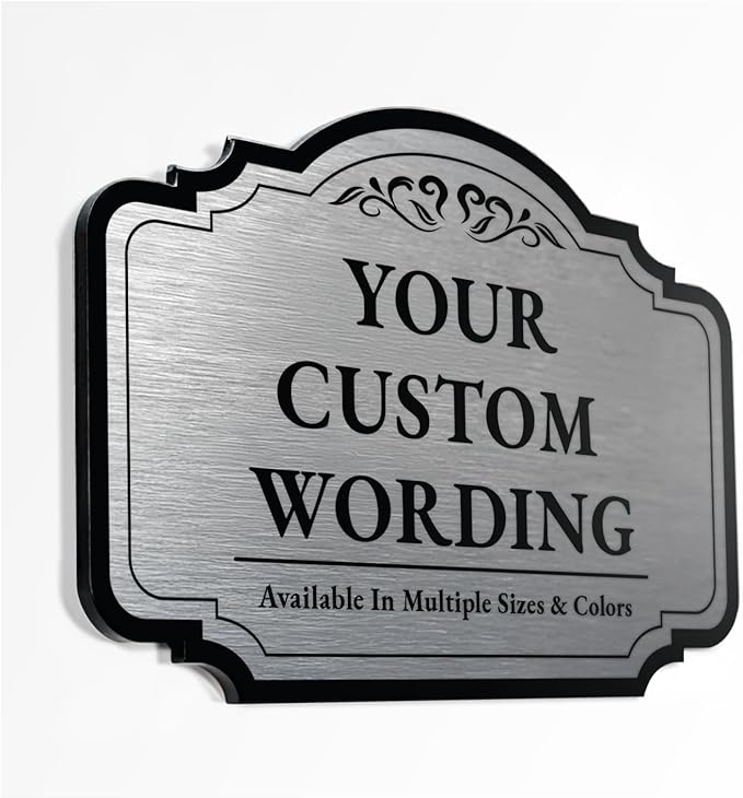 Custom Decorative Aluminum Signs - Personalized Driveway Signs, Waterproof, Made in USA - Metallic Silver, 12x8 inches