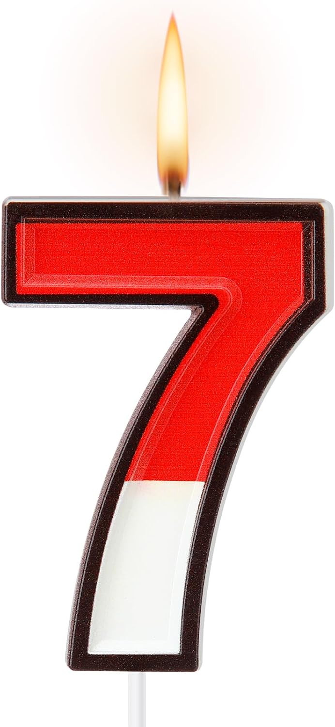 Conelist Cartoon Red and White Birthday Cake Candle Numeral Birthday Cake Topper for Animated Decoration Cartoon Party Supplies(Number 7)