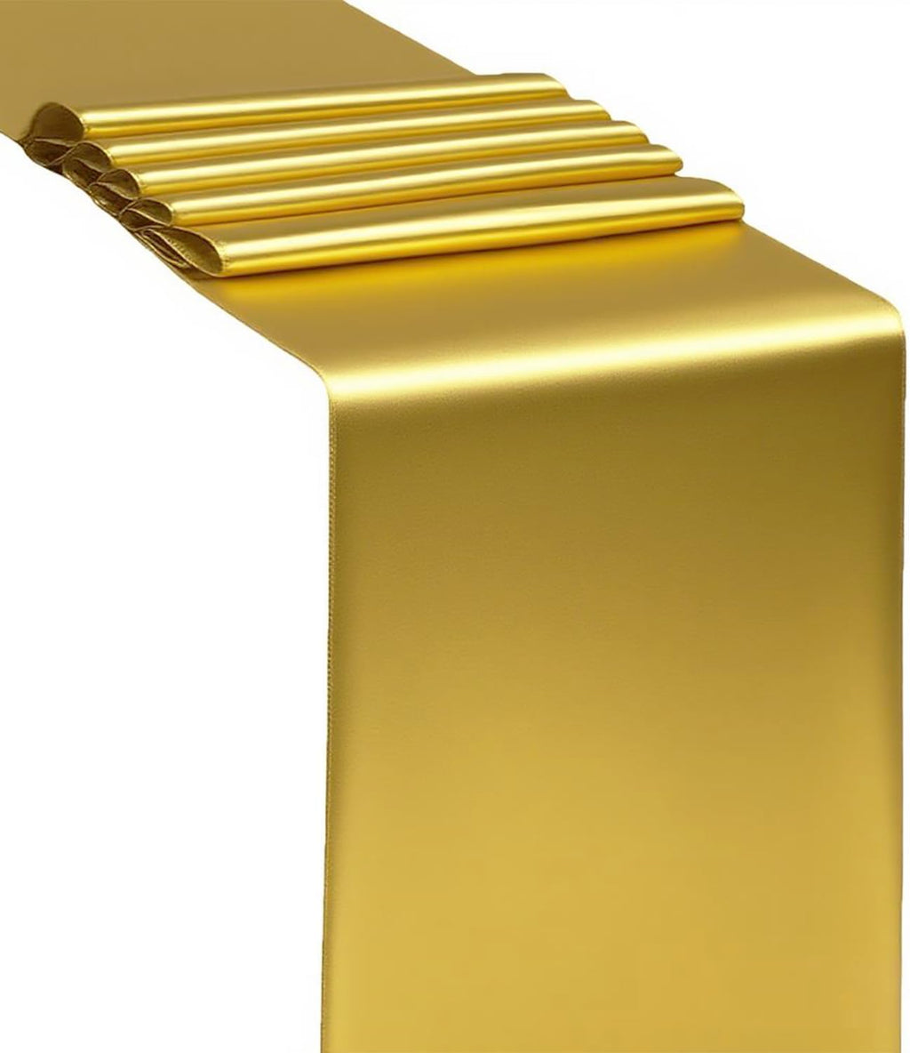 Wedding Satin Gold Chair Sashes Bows 50 Pack Fitted Chair Ribbons 7x108 Inches Chairs Ties for Party Birthday Fiesta Engagement Ceremony Bridal Shower Decor - Gold, 50