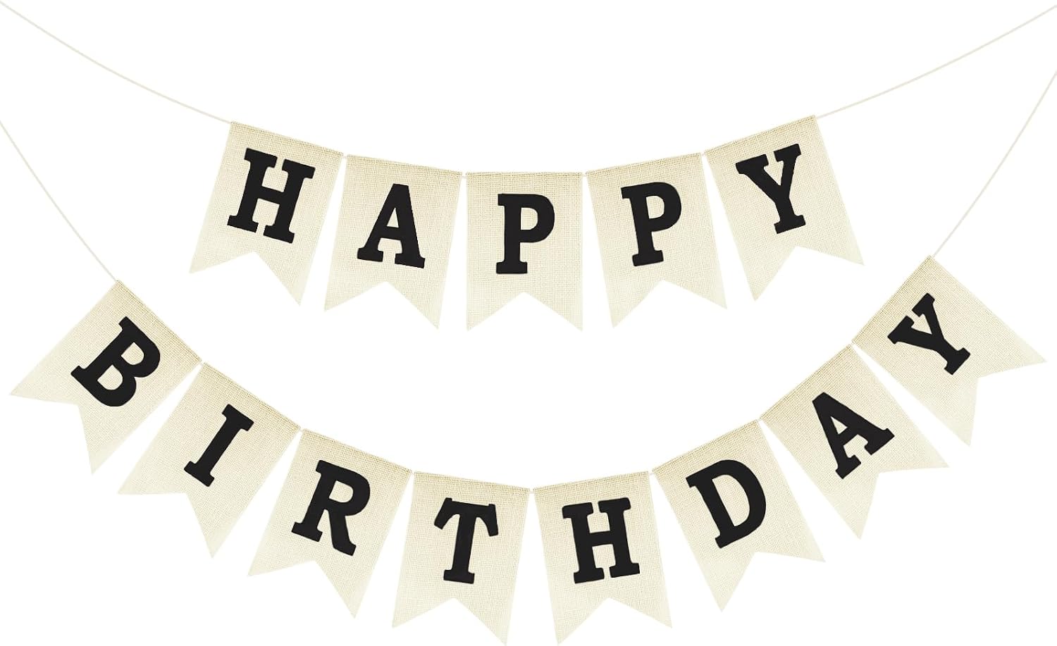 Anwyll Happy Birthday Banner - NO DIY Happy Birthday Decorations | Burlap Happy Birthday Sign Birthday Party Decorations for Women Men Girls Boys Celebration Party Backdrop Yard (Black)