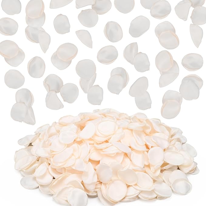 SUREAM Ivory Rose Petals, 600 Pcs Silk Flower Petals for Wedding Decorations, Artificial Petals for Table Centerpieces Party Bridal Showers Birthday Wedding Ceremony Decor