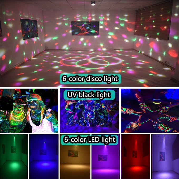 YINPKTEO Party Lights Disco Ball Light,Dj Disco Light Sound Activated LED Lig...