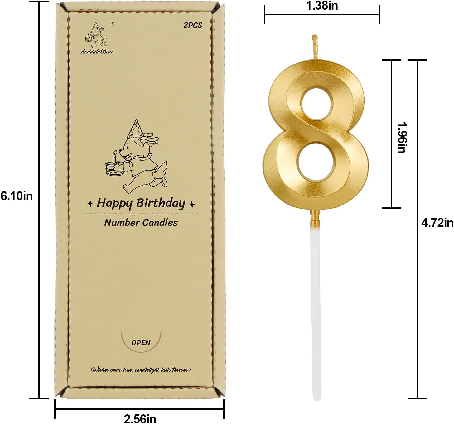 Birthday Candles, 1.96 Inch Number 28 Happy Birthday Candles, Number Candles Decoration for Birthday Party and Anniversary Celebration(Champagne Gold)