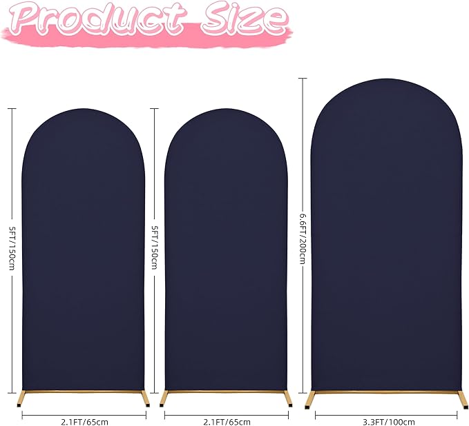 6.6FT Wedding Arch Covers Arch Backdrop Cover Arch Stand Covers Set Arch Cover Spandex Fabric Stretchy Backdrop for Wedding Birthday Party Decoration Baby Shower (Dark Blue)