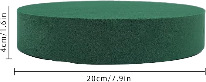 Prashent 4 Pcs Round Floral Foam Blocks,Green Wet Dry Flower Foam Plant Foam for Artificial & Fresh Flower Arrangements DIY Craft 7.9" X 1.6"