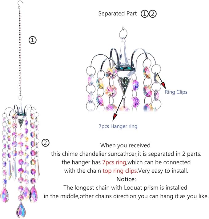 H&D HYALINE & DORA Chandelier Wind Chimes AB Coating Crystal Prisms Hanging Suncatcher Pendant Home Decor Gifts