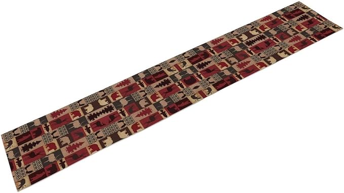 Retro Rustic Bear Table Runner, Wild Bear Cabin Pine Farmhouse Table Runner for Bedroom Kitchen Living Room Vintage Country Style Lodge 13x108 Inch