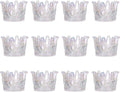 GOLDEAL 24 Pcs Colorful Crown Glass Tealight Holders Decorative,Votive Candle Holders Bulk,Candlestick for Wedding, Party,Dinner, Home Table Decor.
