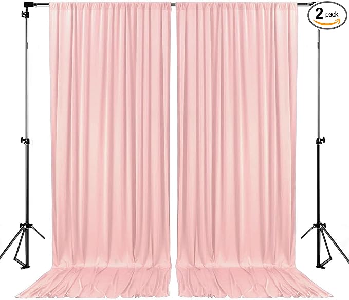 10 x 7 Feet Light Pink Backdrop Curtain for Partie, Background Curtains for Photoshoot, Birthday, Wedding, Halloween, Thanksgiving, Christmas, New Year Party Decorations 5Ft x 7Ft, 2 Panels
