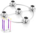 Newtay 1 Pack Christmas Advent Wreath Candle Holder 5 Candle 8.5 Inch Advent Wreath Ring Table Decoration Xmas Metal Ring for Christmas Holiday Home Decor (Silver)
