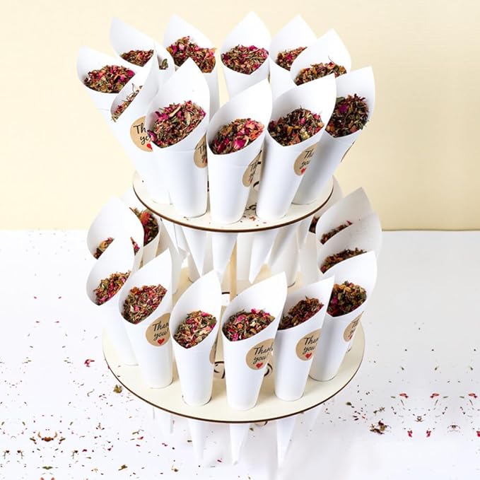 PRETYZOOM 60pcs Flower Cones Confetti Cones Rose Petal Candy Kraft Paper Cones Party Accessory Congratulation Accessories .07inches