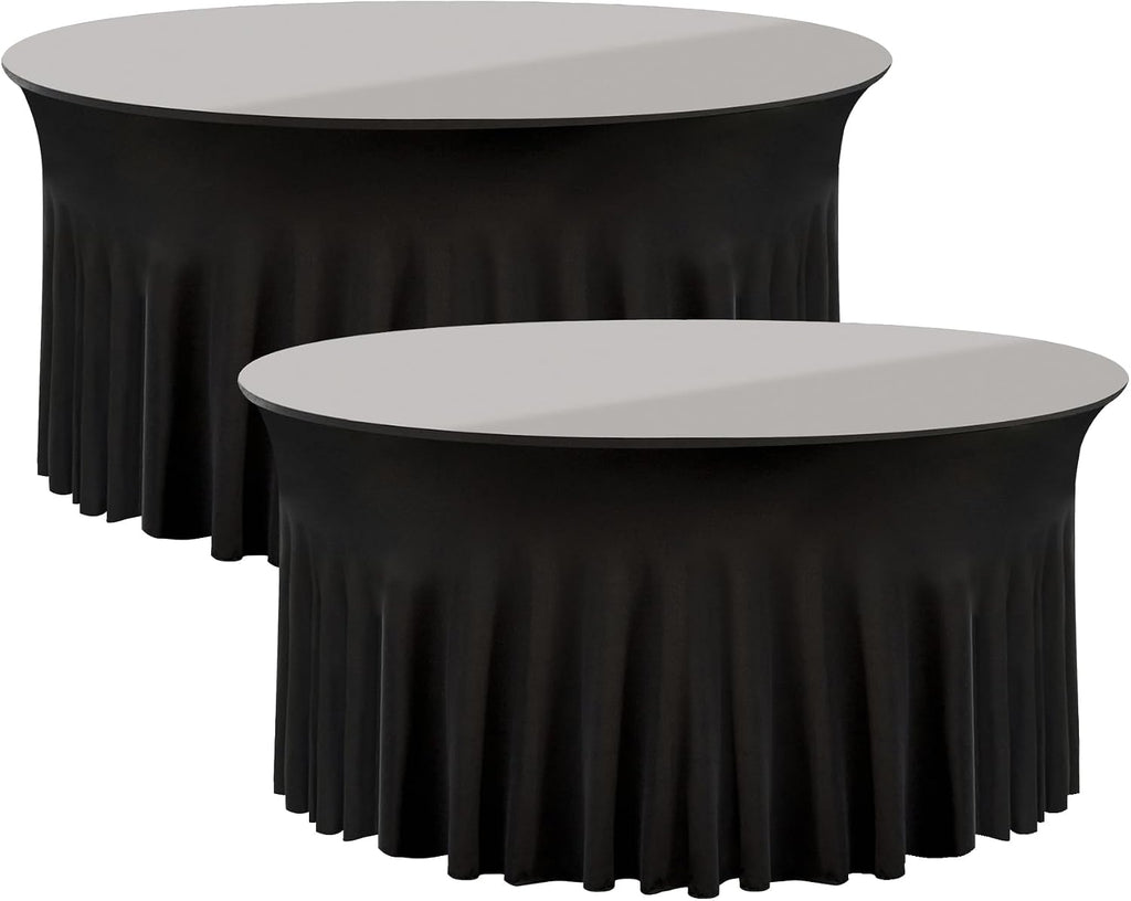 black round spandex tablecloth 60 inch, wrinkle free, main product view