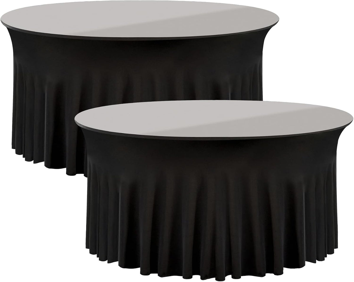 black round spandex tablecloth 60 inch, wrinkle free, main product view